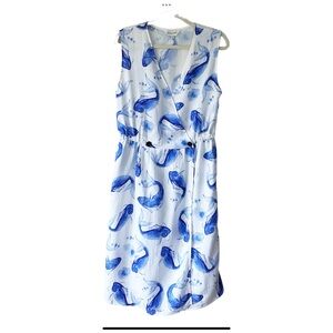 Vineyard Vines Blue Whale Print Sleeveless Midi Dress